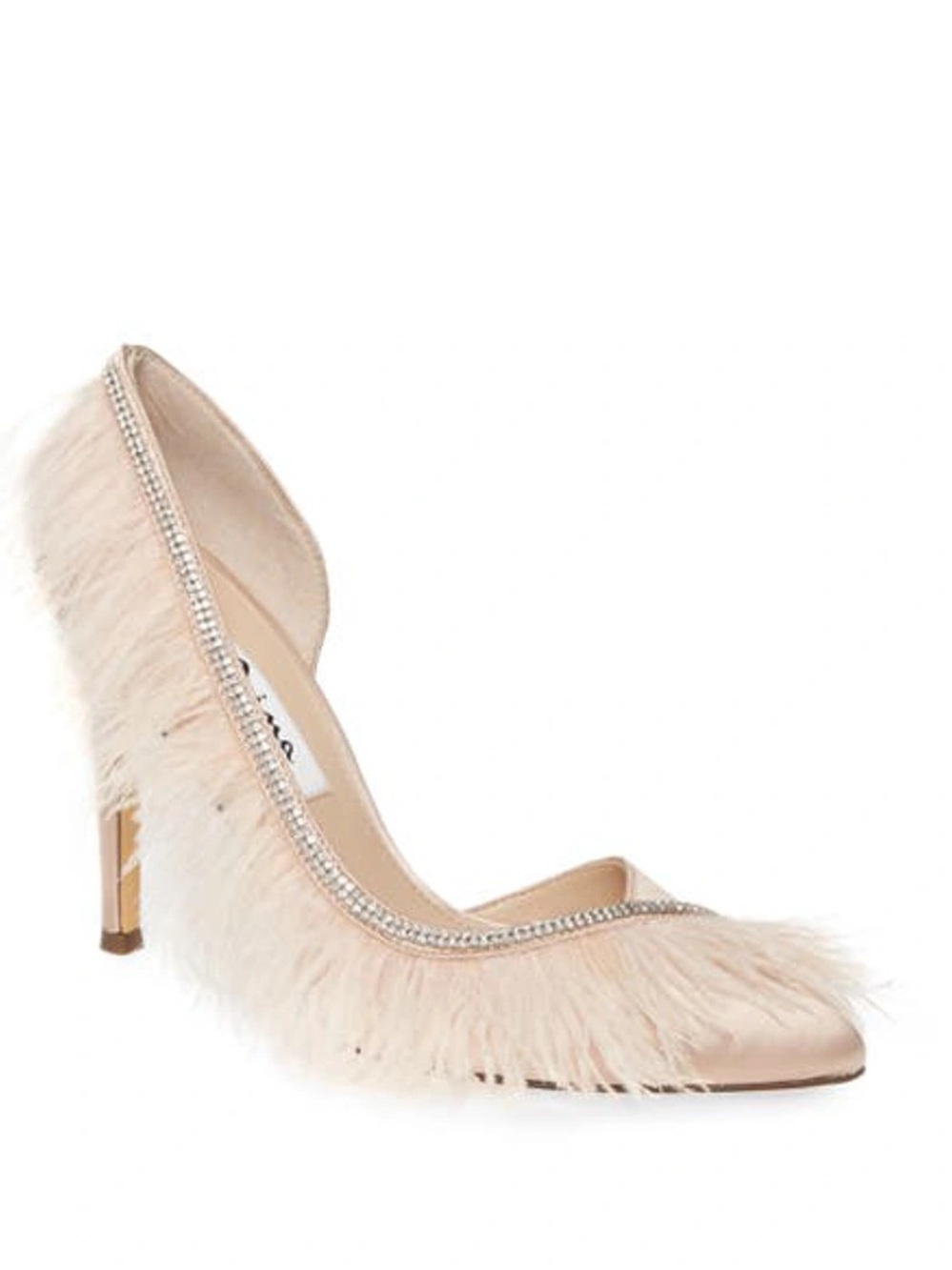 Nina New York Pearl Rose Satin Feather Rhinestone High Heel